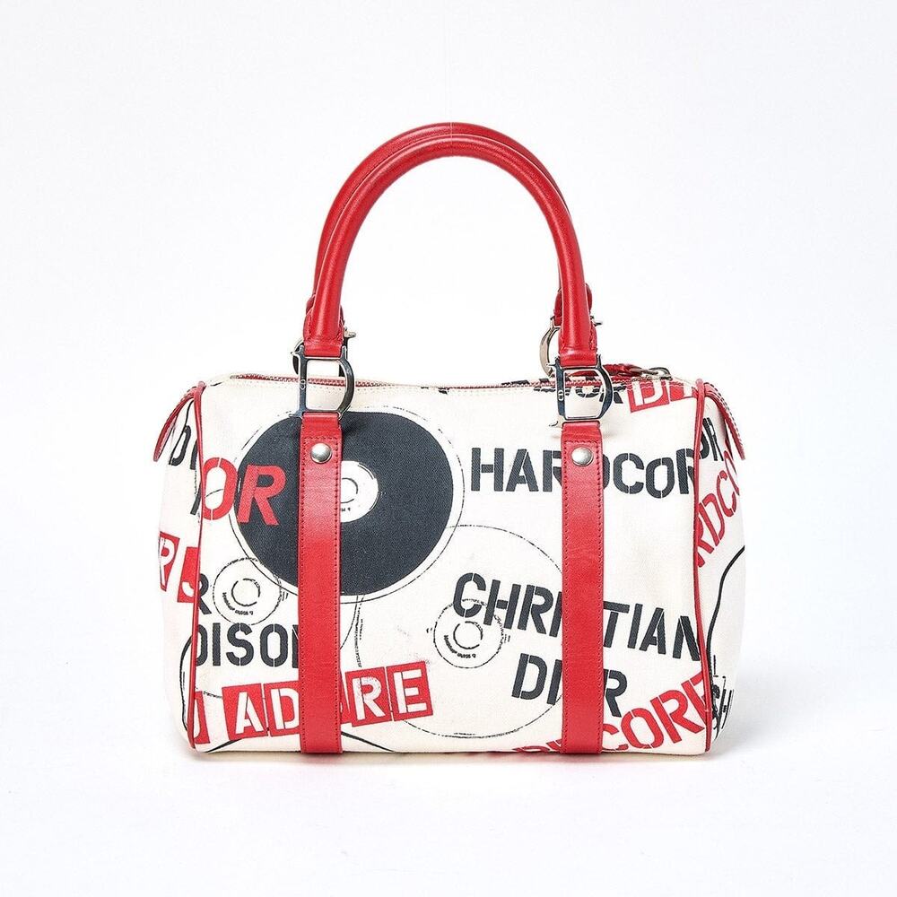 Dior John Galliano Hardcore Handbag Red Canvas